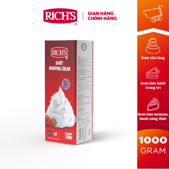 Kem rich s whipping cream rich s 35% chất béo từ sữa 1kg - ảnh sản phẩm 1