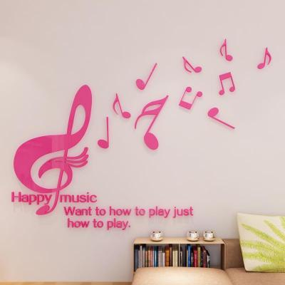 （HOT) ตกแต่งห้องเรียนสร้างสรรค์โน้ตดนตรีอะคริลิค 3d สติกเกอร์ติดผนังสามมิติห้องเรียนดนตรีตกแต่งห้องนอนสติกเกอร์พื้นหลังข้างเตียง