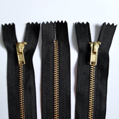 ❍▼◄ 5pcs ( 30-60CM ) Brass Metal 3 Closed End Zipper Black Nylon Coil Zipper