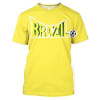 （Can Customizable）Jumeast Brazil Football 3D Graphic T-shirts Printed Gym Shirt Brazilian Selection Soccer  Clothes Mesh  Baggy（Adult and Childrens Sizes）