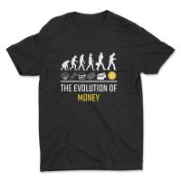 THE EVOLUTION OF MONEY เสื้อยืดวิวัฒนาการของเงิน เสื้อยืด Bitcoin เสื้อยืดยืดนักลงทุน BTC เสื้อยืด UnisexTEE