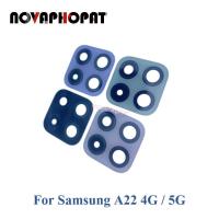 1PC Novaphopat สําหรับ Samsung Galaxy A22 4G SM-A225 A225 / 5G A226 SM-A225 ด้านหลังกล้องด้านหลังกระจกเลนส์ฝาครอบพร้อมเทปกาว