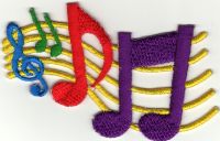 iron on patch Embroidery Musical Note composer 8x4 cm โน้ตดนตรี นักแต่งเพลง ตัวรีด เย็บติดผ้าประเทศไทย โลโก้ปัก มีกาวสำหรับรีด ตกแต่งเสื้อผ้า