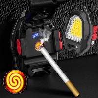 Multifunctional Cigarette Lighter Mini Flashlight Repair Lamp Work Light LED Torch Outdoor Camping Lantern Pocket Keychain Light Rechargeable  Flashli