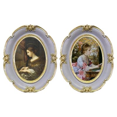 【CW】 Baroque Oval Photo Frame Antique Table Resin Decoration Ornate Textured Picture for European
