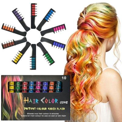 10Pcs/set Hair Color Chalks Crayons Disposable Hair Hair Tool Combs Hair Dyeing Dye Chalk Color Crayons Temporary Comb S5P8