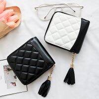 --BAO2382❂✱ 23 new womens short retro embrdery thread tal rhomb black and we contrast an versn ladies cn purse