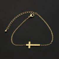 ICFTZWE Fashion Anklet Stainless Steel Female Foot Accessories Stylish Lucky Cross Anklets For Women Best Gifts