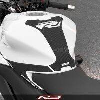 แผ่นป้องกันถัง YZF-R3สำหรับ YAMAHA YZF R3 R25 2019-2023 Tankpad สติ๊กเกอร์กันลื่นรูปลอกที่ยึดเข่าแก๊สแผ่นกันกระแทก Tankpad