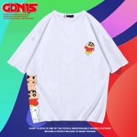 เสื้อยืด Crayon Shin-Chan ชายและหญิงวัยรุ่นการ์ตูนญี่ปุ่นคู่รักผ้าฝ้ายหลวมดินสอสีแขนสั้น0000