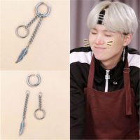 1Pc KPOPบีทีเอสSUGAต่างหูพู่ยาวห้อยDangle Ear StudแฟนของขวัญสำหรับUnisex