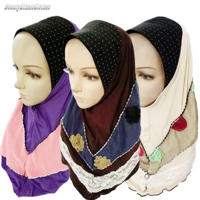 【YF】 One Piece Amira Hijab Hat Muslim Women Floral Headscarf Head Wrap Shawl Cover Turban Ramadan Prayer Headwear