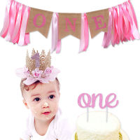 Rose ดอกไม้1ปี Gold Crown หมวก Happy Princess วันเกิด Party Decor เด็กทารก1st หมวกหนึ่งปีวันเกิด Photo Props หมวก