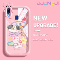 Jjlingji เคสสำหรับ VIVO Y95 Y91i Y91การ์ตูนกระต่ายมีความสุขสีสันสดใสเลนส์กล้องถ่ายรูปแบบนิ่มมอนสเตอร์น้อยเคสมือถือกันกระแทกแบบใสป้องกันซิลิโคนที่เรียบง่ายปลอกความคิดสร้างสรรค์โปร่งใส