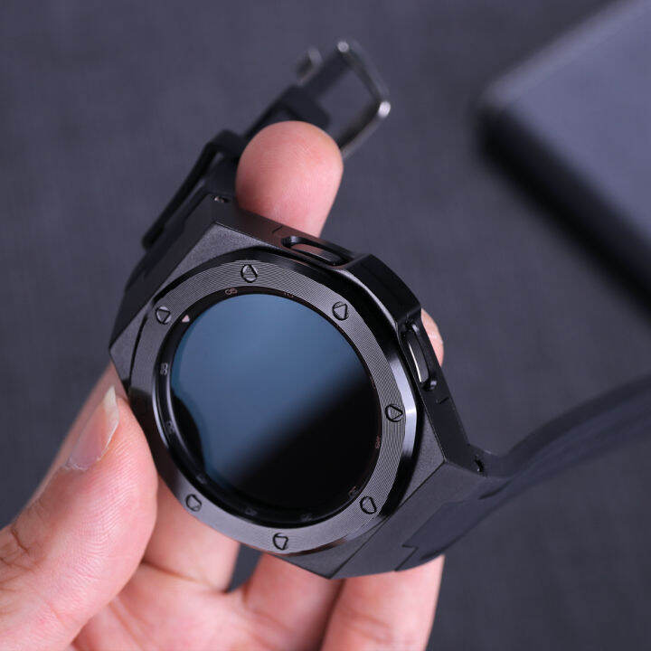 สาย-สำหรับ-samsung-galaxy-watch-4-classic-46mm-คุณภาพดี-สายยางและเคสป้องกัน-modification-kit-โลหะ-กรอบป้องกัน-galaxy-watch-4-46mm