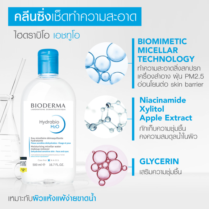 bioderma-hydrabio-h2o-500-ml-x2-twin-pack-sensibio-gel-moussant-8-ml-x4-คลีนซิ่งและเจลล้างหน้าไมเซล่า-สำหรับผิวแพ้-แห้ง-ขาดความชุ่มชื้น