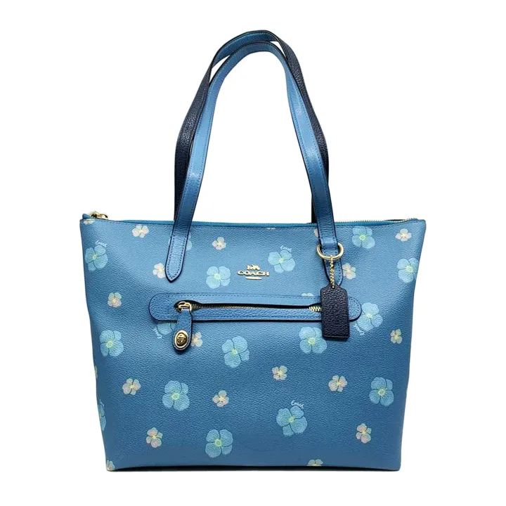 COACH Taylor Tote Handbags Pebbled Leather Pacific (Blue/Gold) | Lazada PH