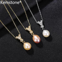 Kemstone 925เงินสเตอร์ลิงสีชมพูสีม่วงสีขาวเพิร์ลคริสตัลชุบทองแฟชั่นมงกุฎหญิงจี้สร้อยคอของขวัญเครื่องประดับสำหรับผู้หญิง