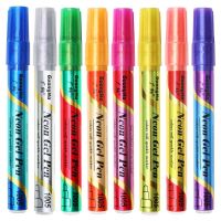 【LZ】✺  Neon Marker Glitter Gel Canetas Set Cartão DIY Manual Nail Art Escritório Escola Papelaria 8 cores