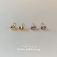 A.piece ต่างหูเงินแท้ [all silver 925] double ball earrings (91)