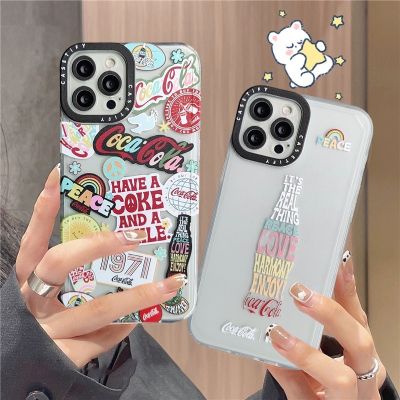 Creative Cocacola Pattern Phone Case Compatible for iPhone 13 11 12 pro max 6 6s plus 7plus 8plus X XR XS Max SE 2020 Soft Tpu Shockproof Camera Lens Protector Full Cover