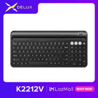 Delux K2212V คีย์บอร์ดบลูทูธสำหรับคอมพิวเตอร์แล็ปท็อปแป้นพิมพ์แบบชาร์จได้คีย์บอร์ดเมมเบรนใช้งานร่วมกับ Android/ios/windows/mac