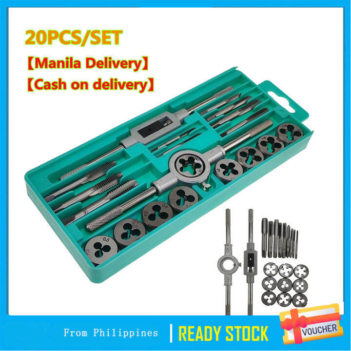20 PCS HSS Tap and Die Set Metric Wrench Cut M3M12 Tap and Die Set