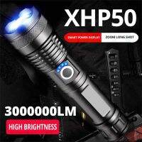 ไฟฉาย LED อลูมิเนียม XHP50.3สำหรับกลางแจ้งมีชั้นเชิงชาร์จด้วย USB แบบไฟฉายซูมได้ไกลไฟฉายแบบไฟสำหรับตกปลาตอนกลางคืน