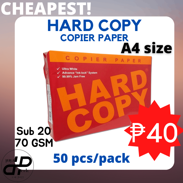 HARD COPY Copier Paper / Sub 20 70GSM / 50pcs per pack PRINTPERK