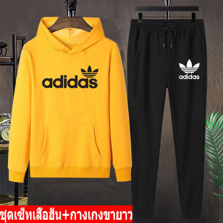 สินค้าในไทย-ชุดเซ็ทกันหนาวเสื้อฮู๊ด-แขนยาว-กางเกงขายาว-เสื้อแขนยาวมีหมวก-ผ้านุ่นใส่สบาย-ใส่ได้ทั้งหญิงและชาย-หลายสีหลายไซสlong-bk414-aa249