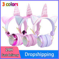 Unicorn Wireless Bluetooth 5.0 Kids Headset Cat Ears Helmet With Mic Music Stereo Earphone Kids Cute Cartoon Girl Headphones