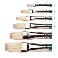 Winsor &amp; Newton winton hog bristle long handle flat brush I พู่กันขนหมูสำหรับสีน้ำมันและสีอะคริลิกแบบแบนขนยาวด้ามยาว