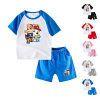 ☏▧ เสื้อยืดแขนสั้น ผ้าฝ้าย 100 พิมพ์ลายการ์ตูน Paw Patrol 6 สี และกางเกง สําหรับเด็ก CC029