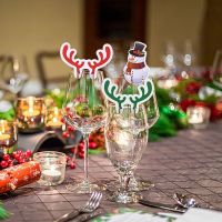DFSF หัวกวาง ซานตาคลอส ของตกแต่งวันหยุด เครื่องประดับต้นคริสต์มาส หมวกซานต้า ไวน์แดง บ้านในบ้าน การ์ดถ้วยคริสต์มาส ของตกแต่งวันคริสต์มาส การตกแต่งแก้วไวน์ การ์ดตกแต่งลาย
