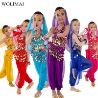 ▥ Children Belly Dance Costume Carnaval Egypt Suit Belt Kids India Dancing Wear Girls Bollywood Performance Bellydance Cloth Set