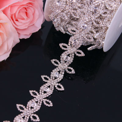 Gold Rhinestone Trimming Belt for women Crystal Rhinestone Chain Bridal Sash Rhinestone Trim Iron On Applique For Dresses