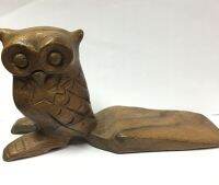 ที่กั้นประตู - ที่กั้นประตูนกฮูกไม้Wooden Owl Doorstop - ที่กั้นประตูนกฮูกงานฝีมือจากไม้ธรรมชาติ ตกแต่งบ้าน จำนวน 1ชิ้น