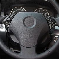 2PCS Carbon Fiber Car Steering Wheel Buttons Cover Stickers Decoration Auto Interior Accessories For BMW E60 5 Series 2004-10