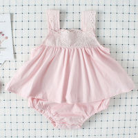 Engepapa Korean Style Toddler Baby Girl Solid Color Embroidery Dress Romper Summer Newborn Baby Girls Cotton Sleeveless Jumpsuit