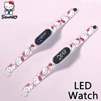 Suellen Jewels สร้อยข้อมือน่ารักนาฬิกาข้อมือ Led อิเล็กทรอนิกส์ Hello Kitty,สร้อยข้อมืออนิเมะนาฬิกาอเนกประสงค์นักเรียนสีสันสดใสของเล่นเด็กผู้หญิงของขวัญ