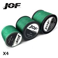 JOF 4เส้นสีเขียว100ม. 300ม. 500ม. 1000ม. ทะเลน้ำเค็มถักเปียสีเขียว PE ตกปลามหาอำนาจ JOF