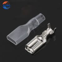 100Sets(200pcs) Female Spade Connector 4.8 Crimp Terminal with Insulating Sleeves Cold Pressed Terminals Lock Electrical Circuitry  Parts