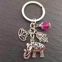 1pc Tribal Ethnic Keychains Unique Bohemia Gift Key Holder Lotus Jewelry Hand Elephant Car Keychain For Women