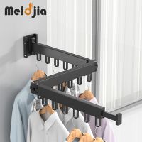 MEIDJIA Wall Mounted Folding Clothes Hanger Retractable Cloth Drying Rack Indoor Outdoor Space Saving Home Laundry Clothesline