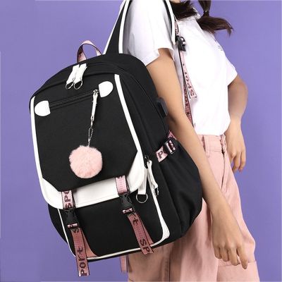 กระเป๋านักเรียนผ้าใบกระเป๋านักเรียนใหม่ขนาดใหญ่สำหรับเด็กผู้หญิงกระเป๋านักเรียนผ้าใบแฟชั่นของ Ins กระเป๋านักเรียนกระเป๋าเดินทาง Mochilas กันน้ำ