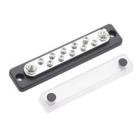 เทอร์มินัลบล็อกการกระจายพลังงาน Busbar พร้อมฝาครอบโปร่งใส Heavy Duty 10 Way 2 Stud Terminal Bus Bar