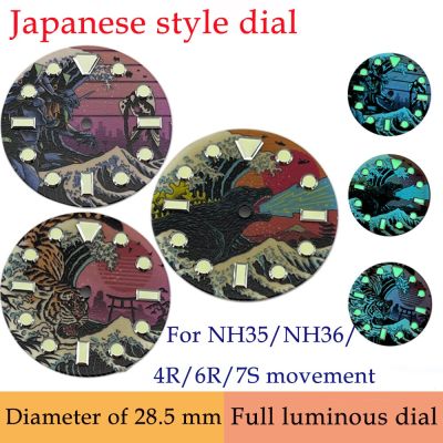 For Seiko 28.5Mm Full Luminous Surfing Watch Dial Suitable For NH35/NH36 Automatic Movement Japanese Style Watch Accessories