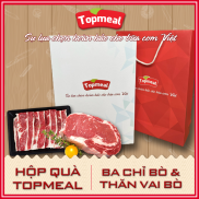 HCM - Hộp quà Topmeal Ba chỉ bò trải 500g & thăn vai bò 350g - Giao nhanh