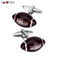 SAVOYSHI ความแปลกใหม่กีฬารักบี้ Cufflinks เสื้อสูทสำหรับผู้ชาย Cufflinks เคลือบน้ำตาล Cufflinks เครื่องประดับแบรนด์สำหรับงานแต่งงาน