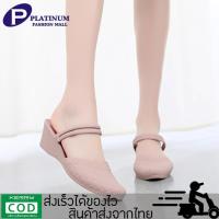 Plaitnum Fashion Mall-รองเท้าส้นสูงแบบมีสายรัดส้น วัสดุยาง รุ่น PTN-QZ-G01 ส้นสูง พร้อมส่งจากไทย